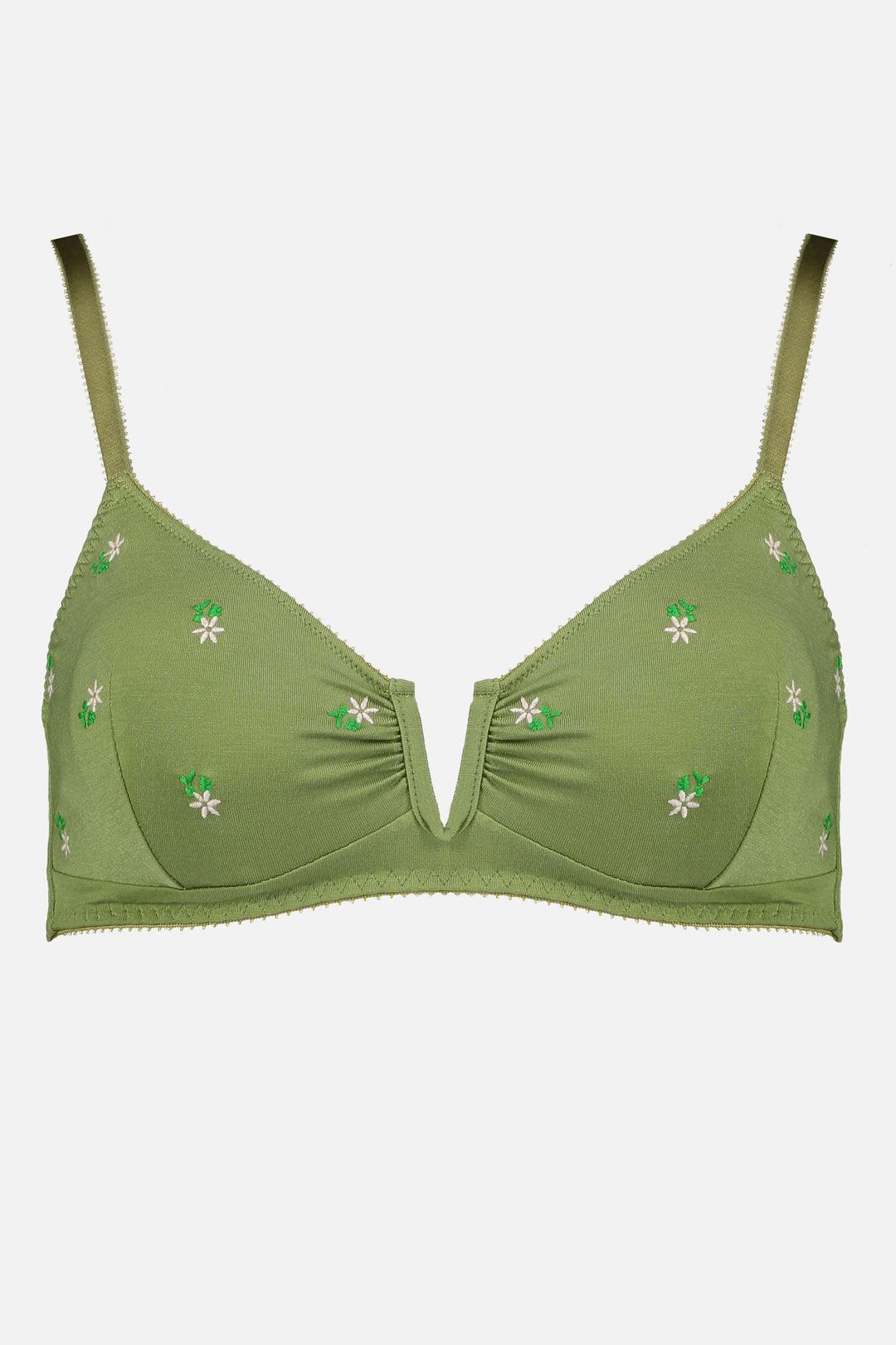 Videris Lingerie  Angela Soft Cup Bra in Olive Blossom Embroidery